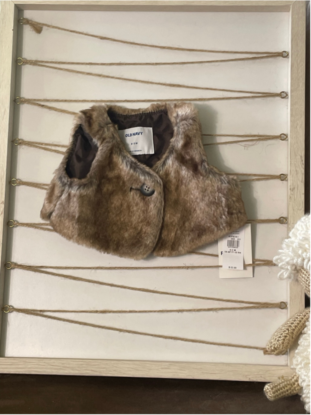 Old Navy Baby Girl Faux Fur Vest Brown 0-3 Months One Button